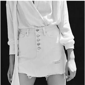 Free People White A-Line Distressed Skirt